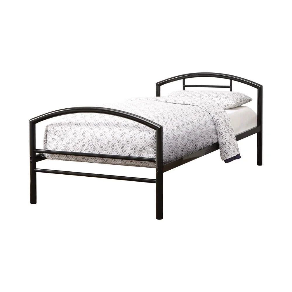 Baines Twin Metal Bed with Arched Headboard Black - Kids or Guest Room Bed Frame