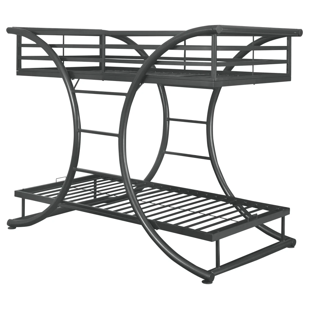 Stephan Twin Over Twin Bunk Bed Gunmetal Finish Space Saving
