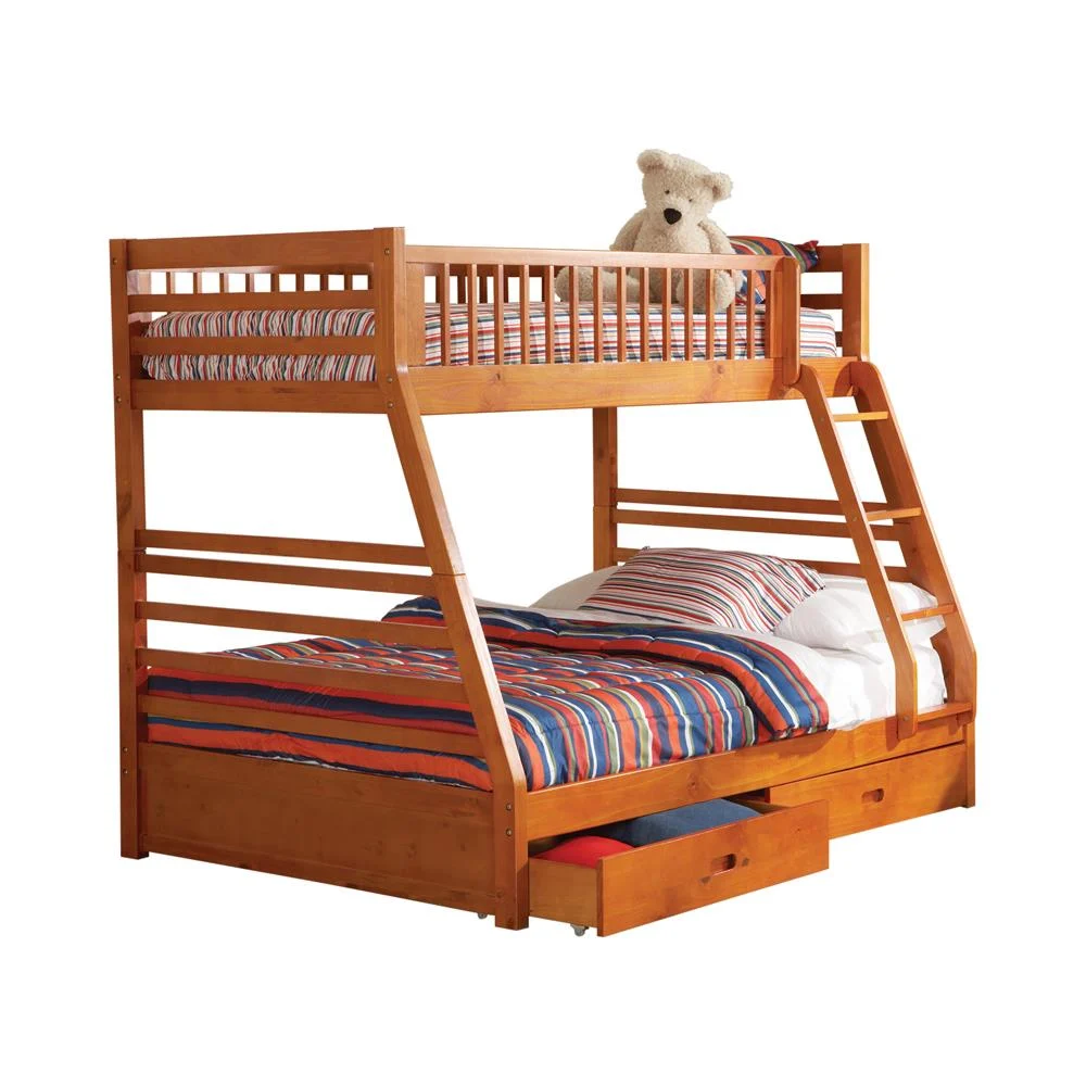 Ashton Honey Twin Over Full 2-Drawer Bunk Bed