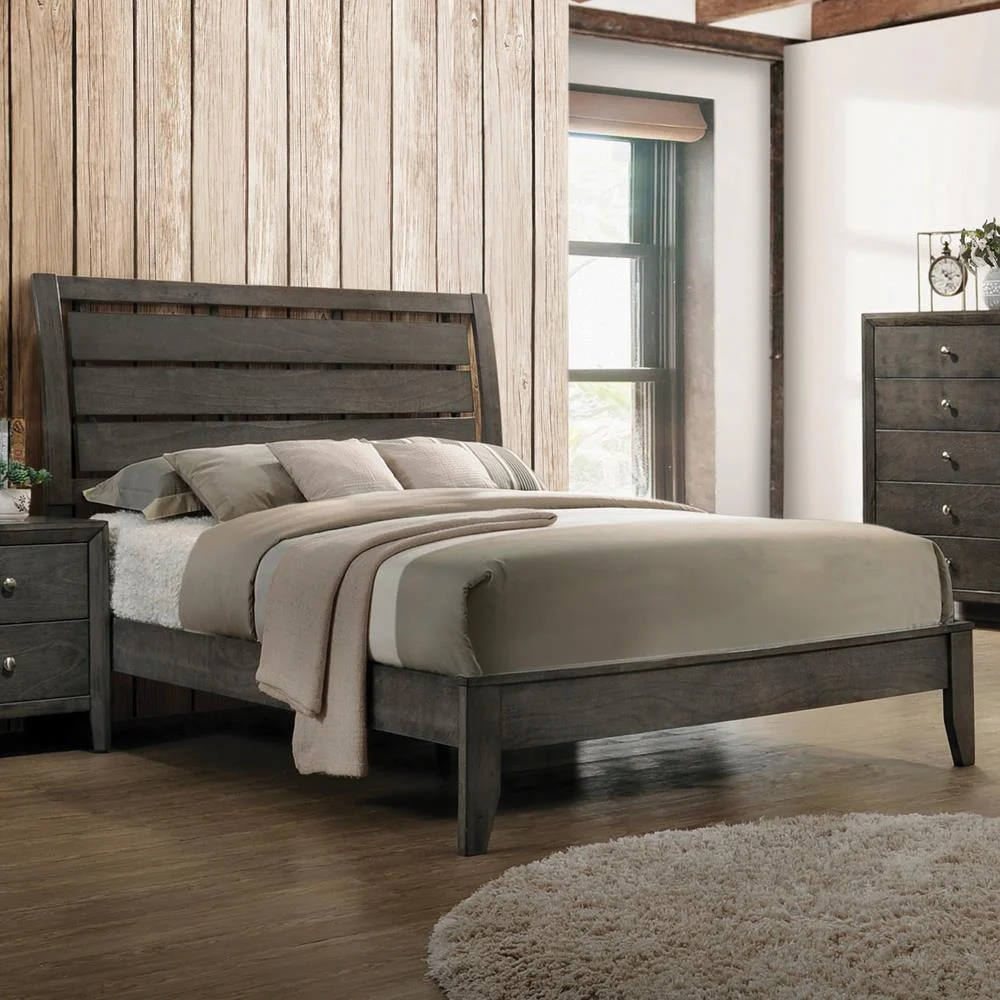 Serenity Twin Panel Bed Mod Grey - Compact Bedroom Bed Frame