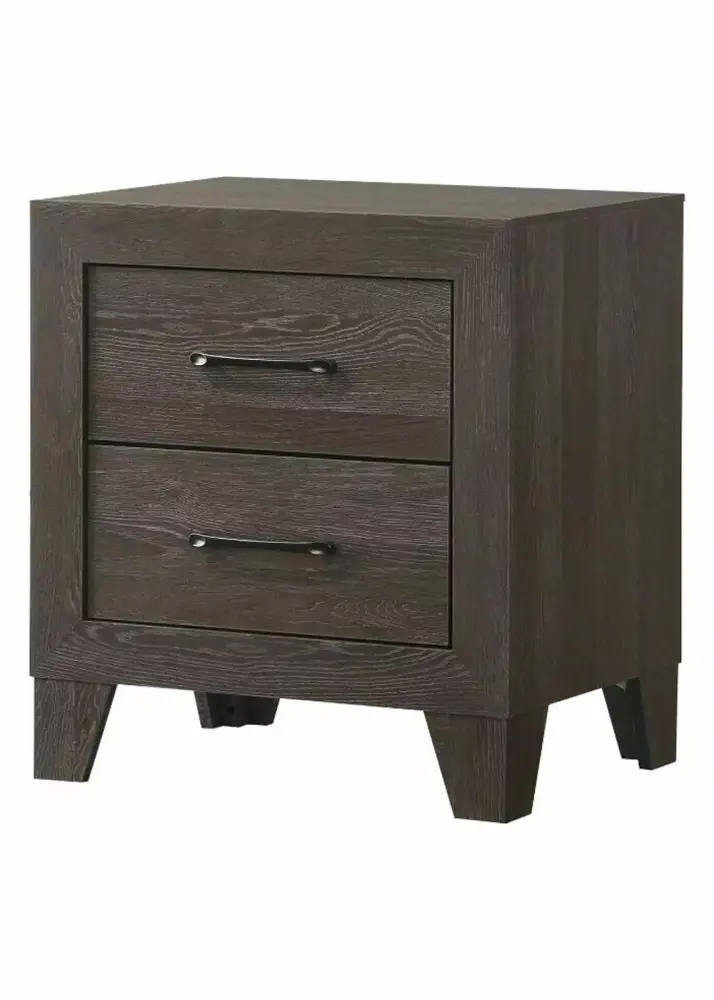 Contemporary 3pc Twin Youth Platform Bedroom Set in Brown Finish with Bed, Chest, and Nightstand