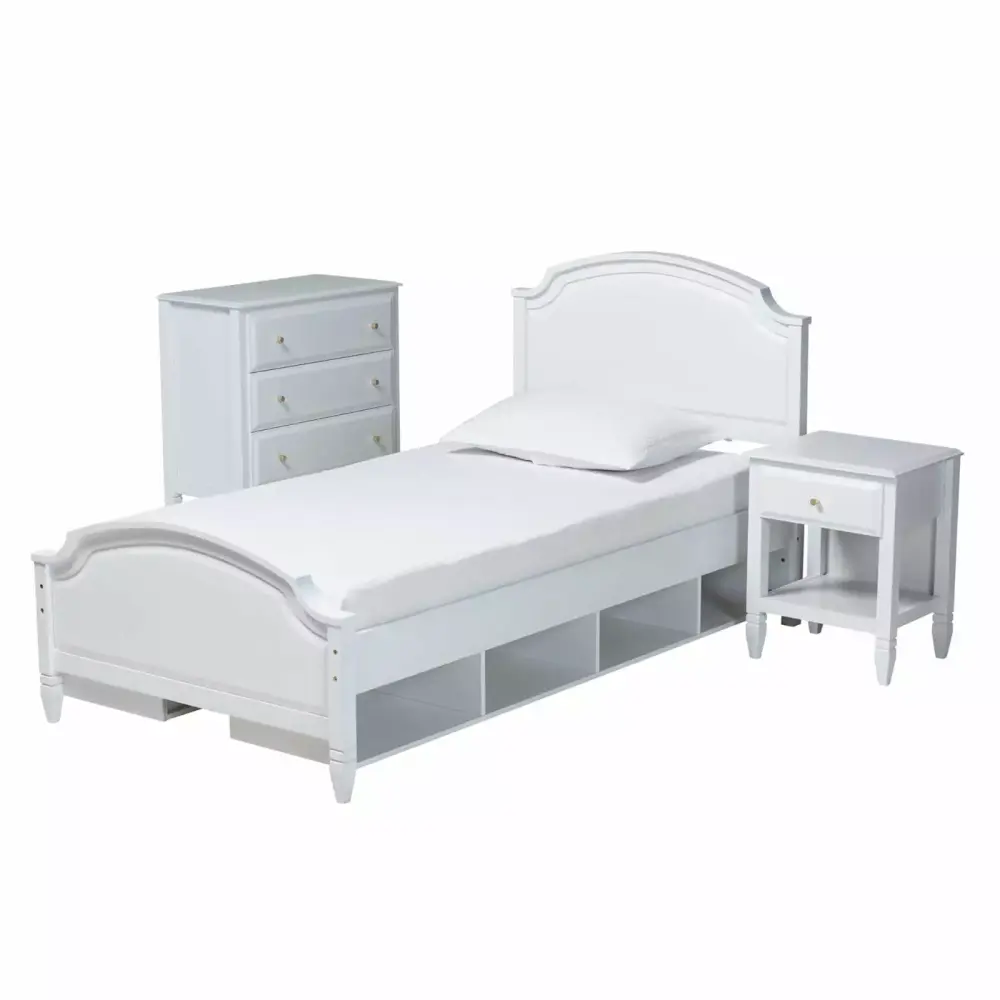 Baxton Studio Elise White Wood Twin Size 3-Piece Bedroom Set