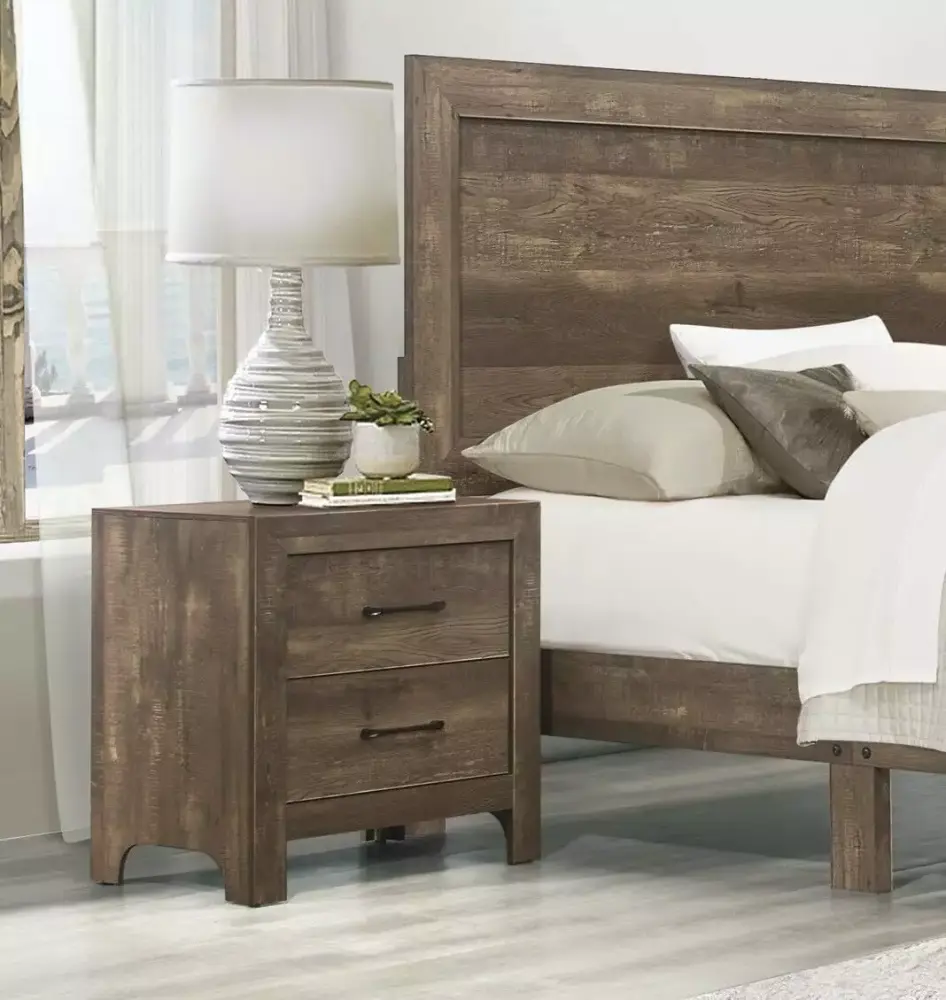 Contemporary Rustic Brown 5-Piece Twin Bedroom Set with Nightstand Dresser Mirror Chest