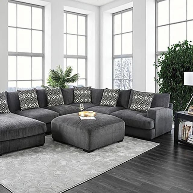 Kaylee Gray U-Shaped Sectional Sofa for Large Spaces