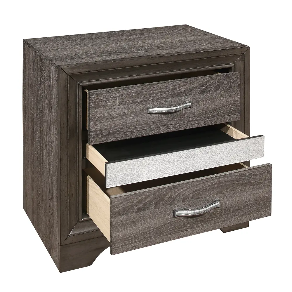Bedroom 4pc Set Two-Tone Finish One-of-a-kind Style Gatherion Queen Size Bed Footboard Storage Hidden Jewelry Drawers