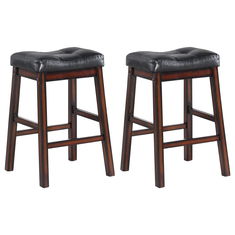 Donald Upholstered Counter Height Stools Black and Cappuccino Set of 2 - Comfortable Bar Stools