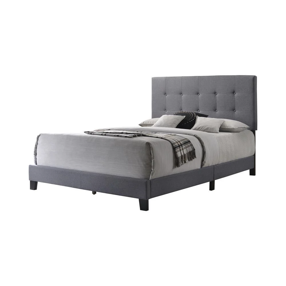 Mapes Tufted Upholstered Eastern King Bed in Grey Fabric