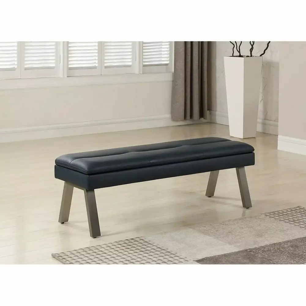Somette Janice Blue Dining Bench - Comfortable Upholstered Bench for Dining Room