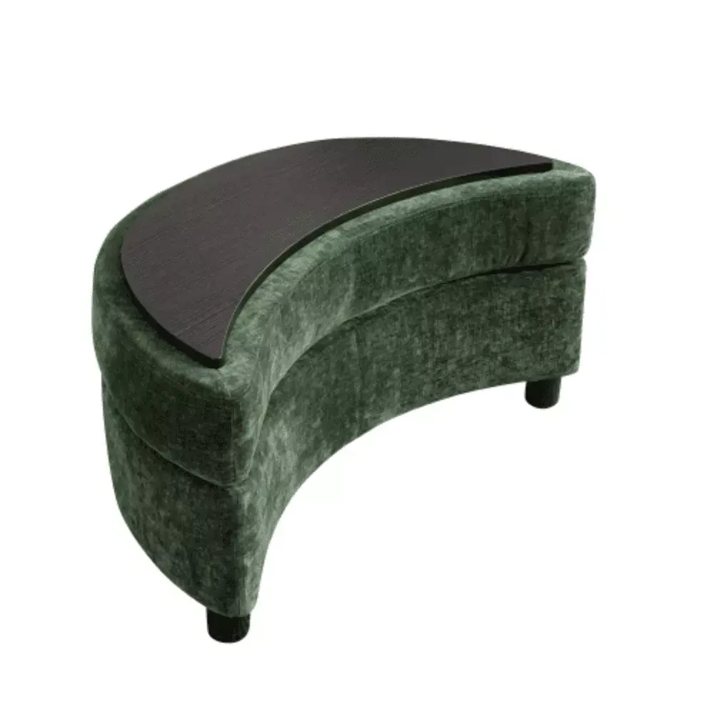 32.7 W Chenille Half Crescent Moon Storage Bench - Green Padded Dressing Shoe Bench