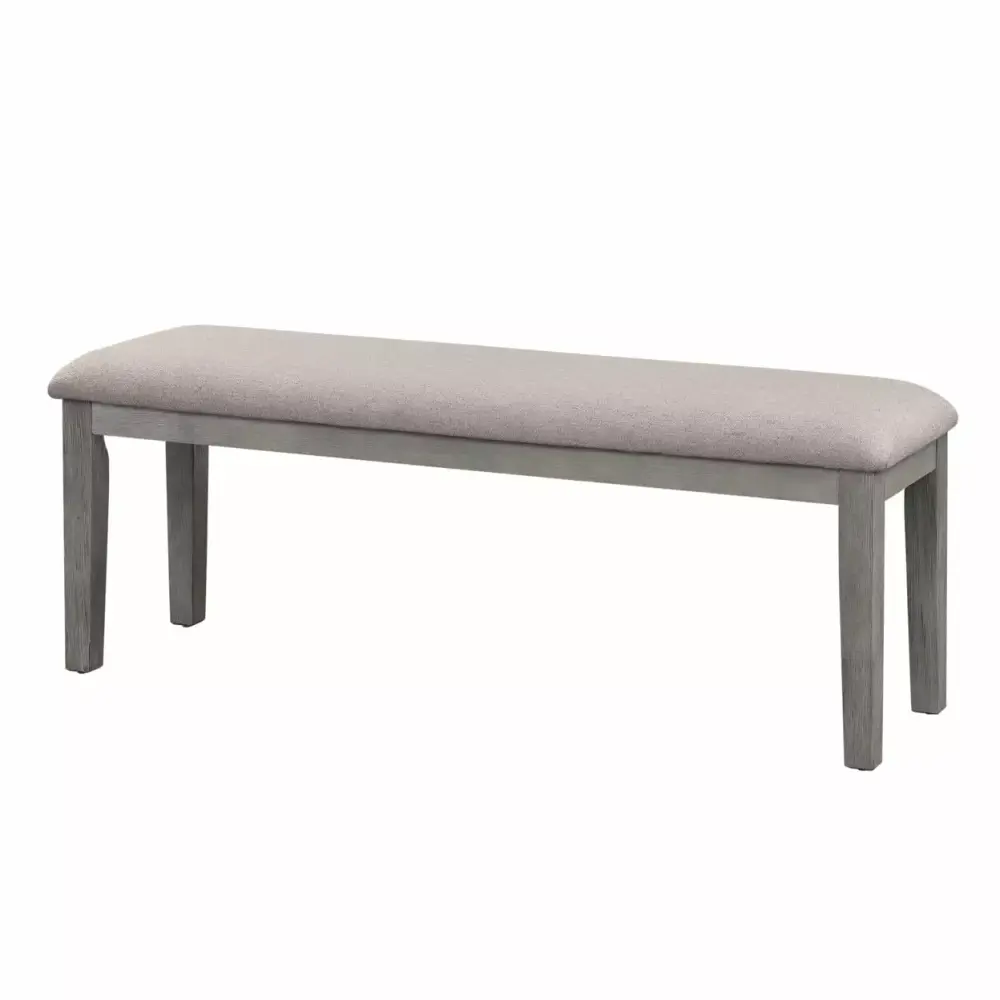 Rectangular Style Wooden Bench with Fabric Upholstered Seat Gray Saltoro Sherpi