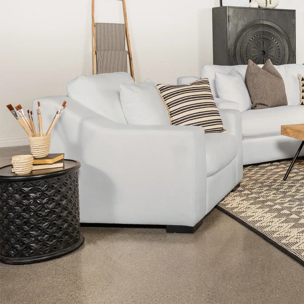 Ashlyn White Upholstered Sloped Arms Chair