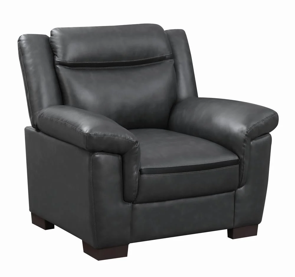 Arabella Pillow Top Upholstered Chair Grey Comfortable Living Room Seating