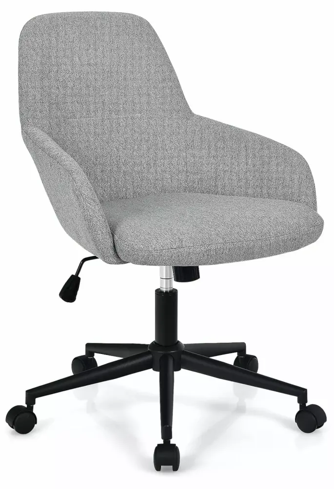 Alieon Upholstered Home Office Chair with Linen Fabric Cover and Rocking Backrest Grey