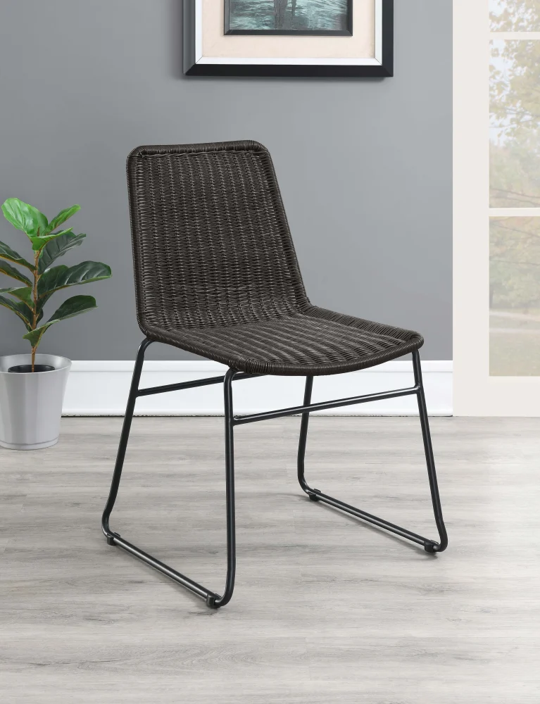 Dacy Upholstered Dining Chairs Set of 2 in Brown and Sandy Black for Modern Kitchens