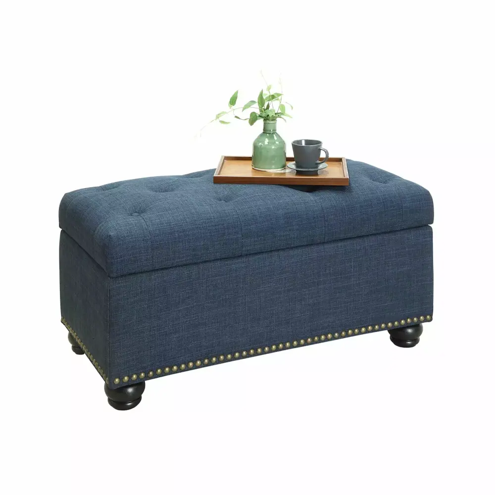 Elegant Designs4Comfort 7th Avenue Storage Ottoman - Nailhead Trim Lift-Up Lid Bench