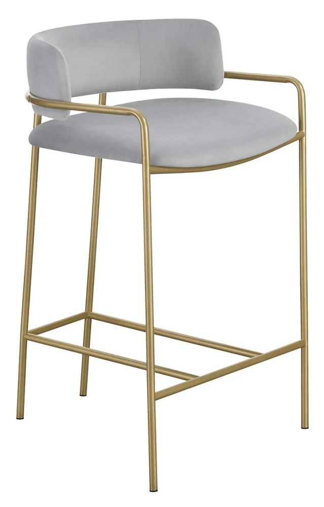 Comstock Upholstered Low Back Stool in Grey and Gold