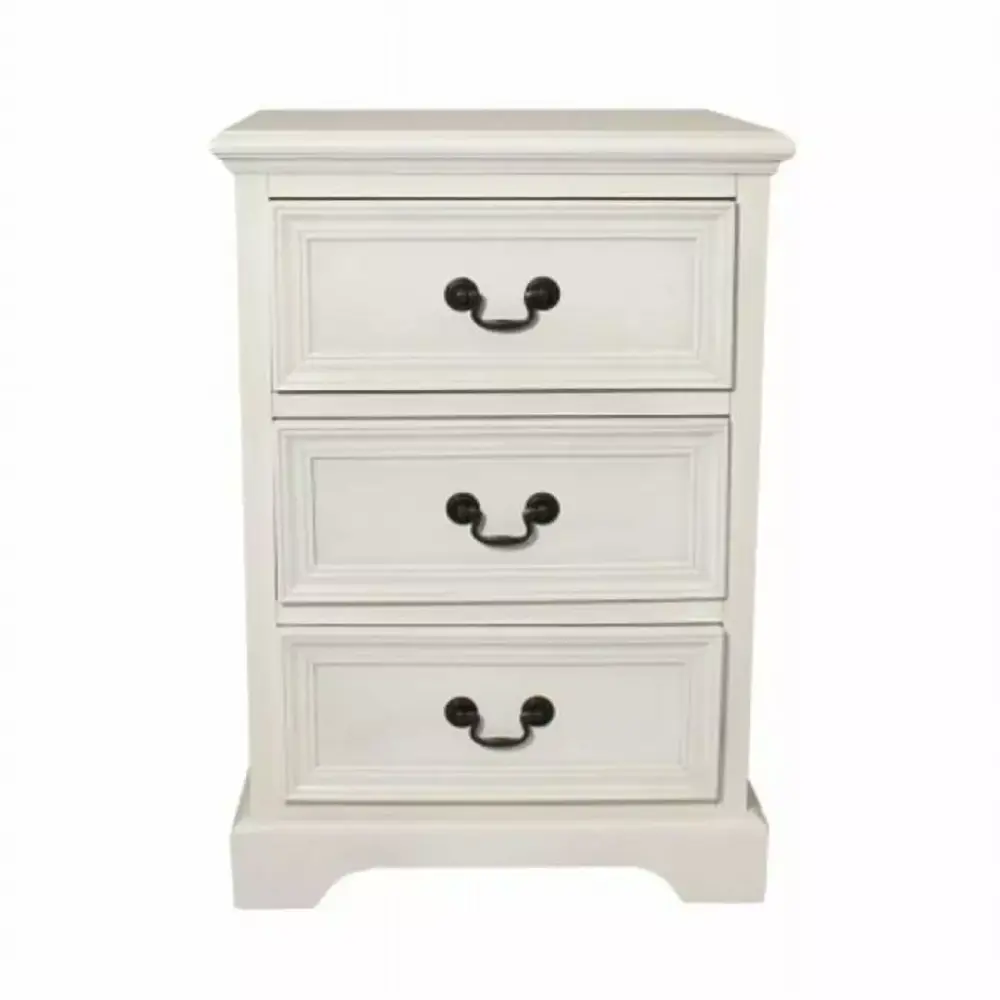 EcWorld Enterprises Urban Designs 3-Drawer Solid Wood Night Stand in Antiqued White