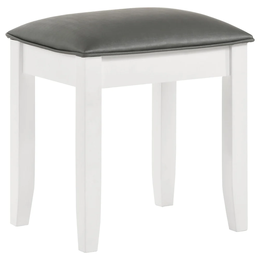 Barzini Upholstered Vanity Stool in Metallic and White Elegant Seating