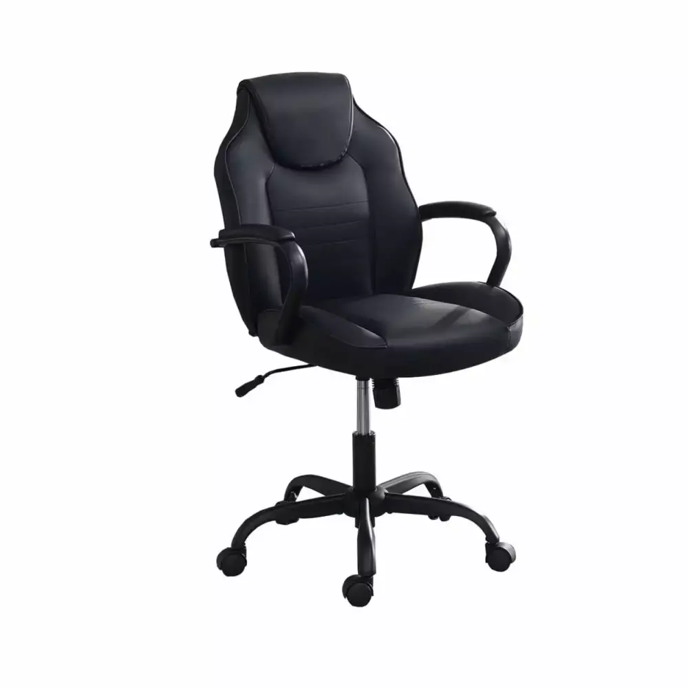 Rue 27 Inch Ergonomic Office Chair Vegan Faux Leather Swivel Seat Black
