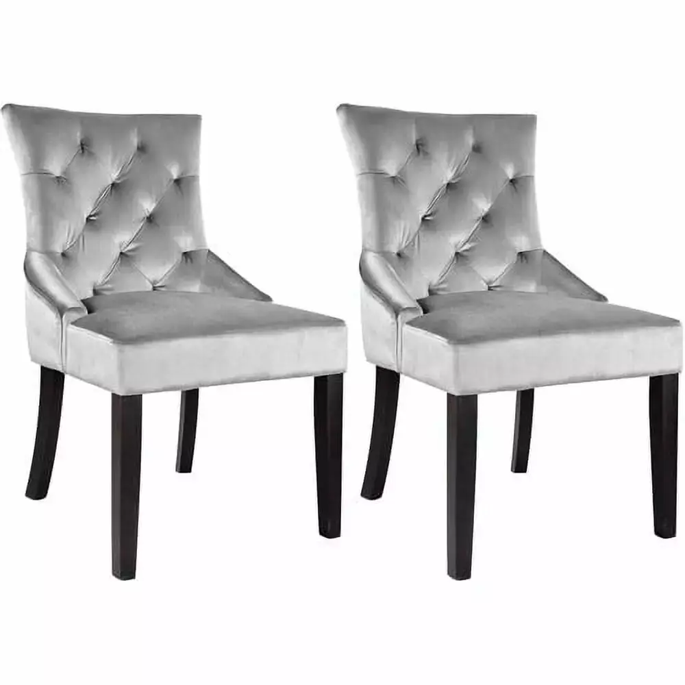CorLiving Antonio Velvet Accent Chair Soft Grey Set of 2