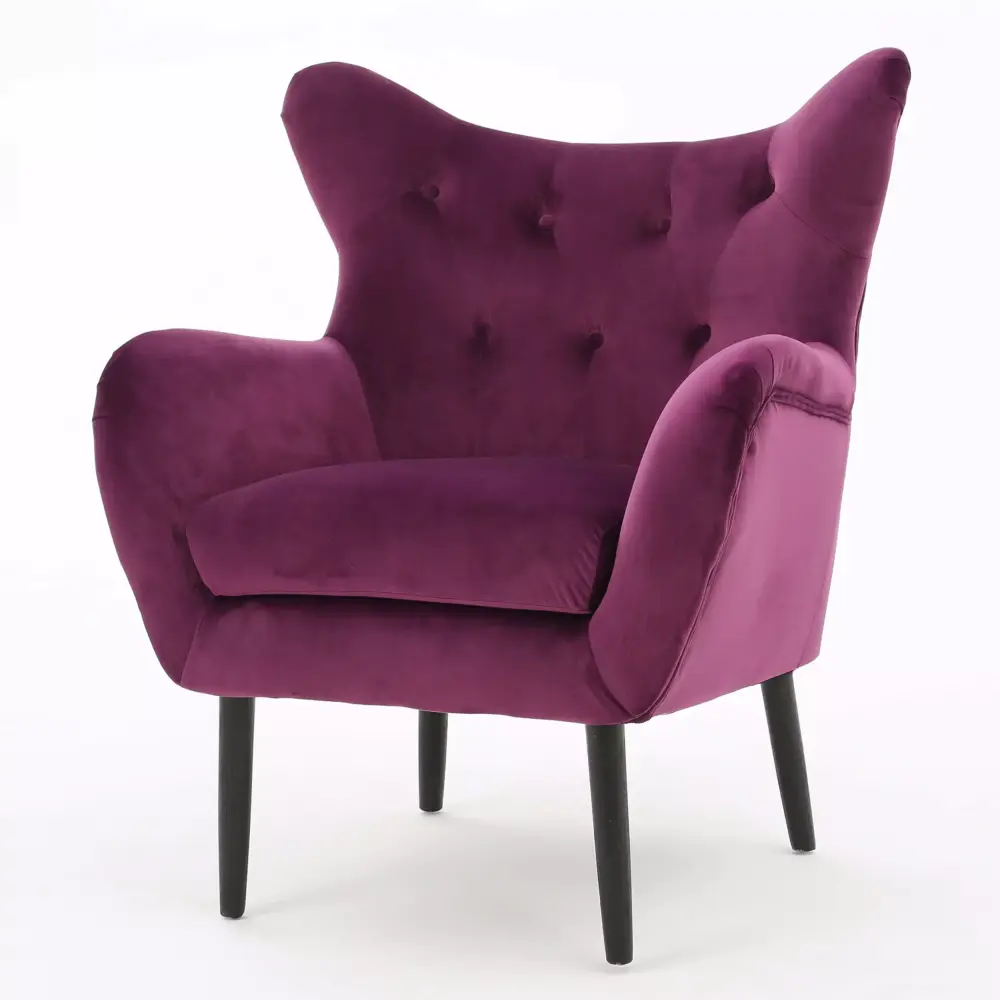 Noble Houtilize Simon Velvet Wingback Chair in Purple