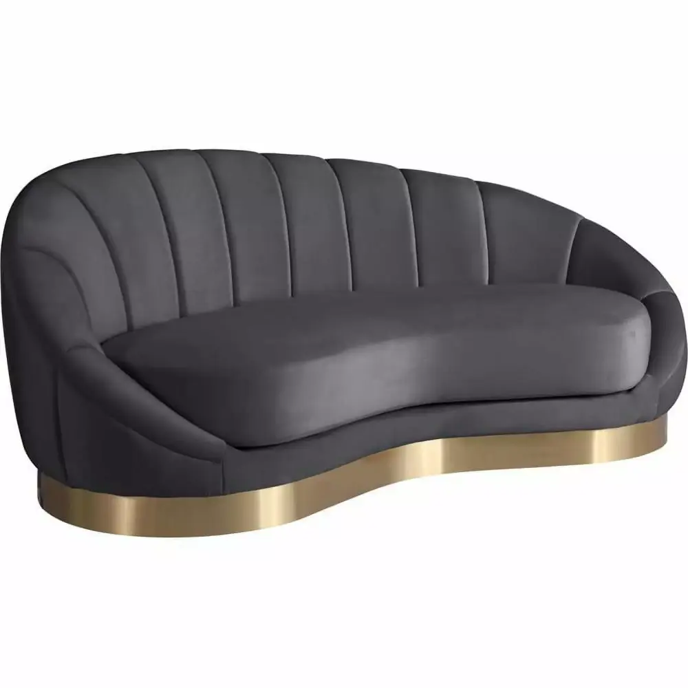 Maklaine Contemporary Upholstery Gray Velvet Chaise - Elegant Lounge Chair