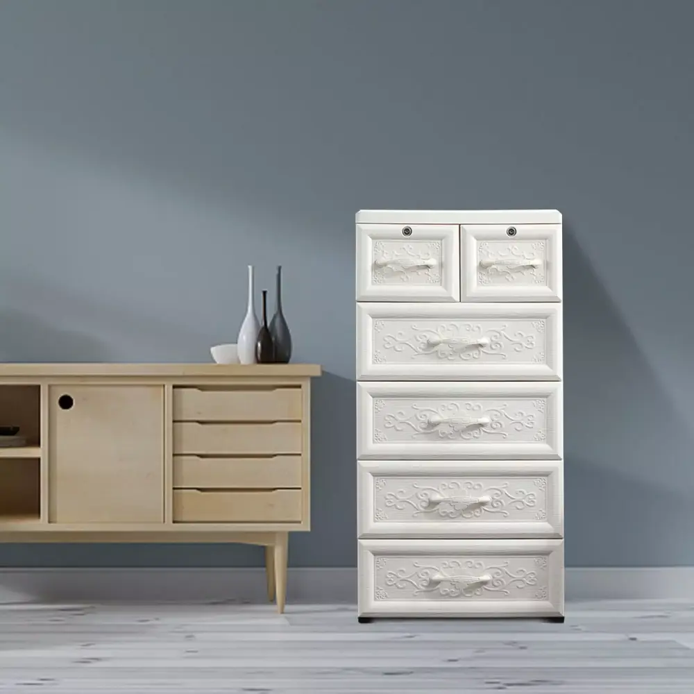 ZhdnBhnos 5 Layers Vertical Storage Cabinet 6 Drawers Plastic Clothes Dresser Tower