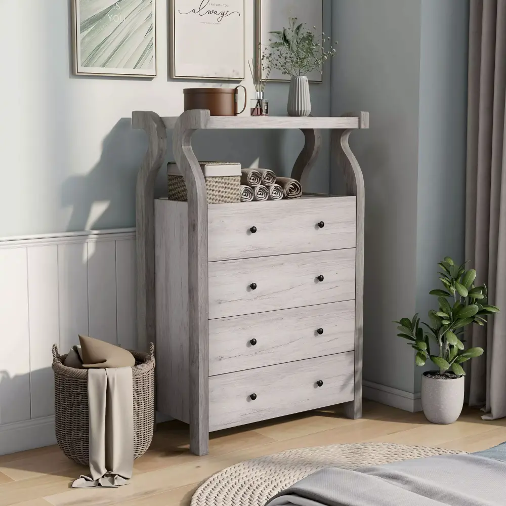 Denhour DH BASIC Transitional Coastal White 31-inch Wide 4-Drawer Vertical Dresser