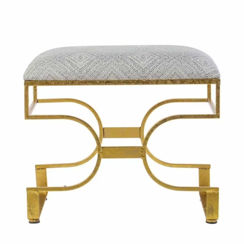 CC Home Furnishings 23.5 Inch Gold Classic Vintage Style Upholstered Rectangular Bench