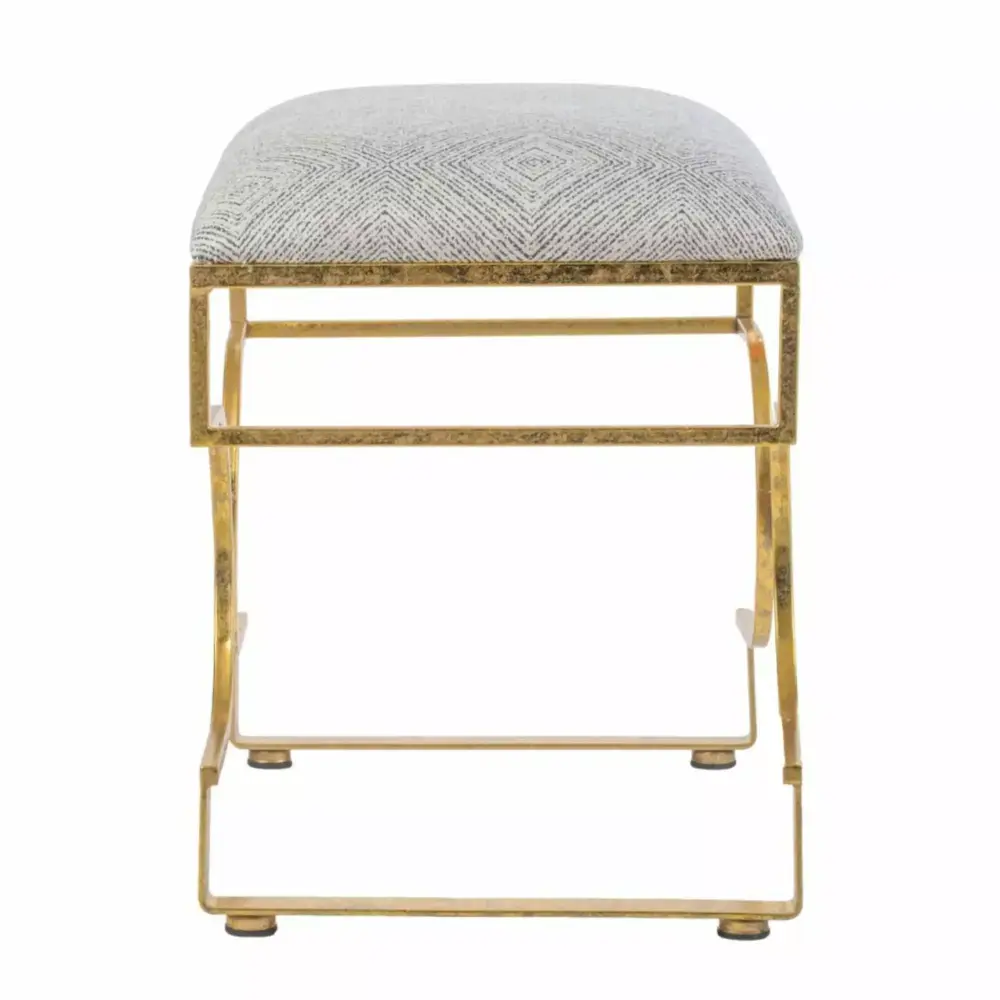 CC Home Furnishings 23.5 Inch Gold Classic Vintage Style Upholstered Rectangular Bench