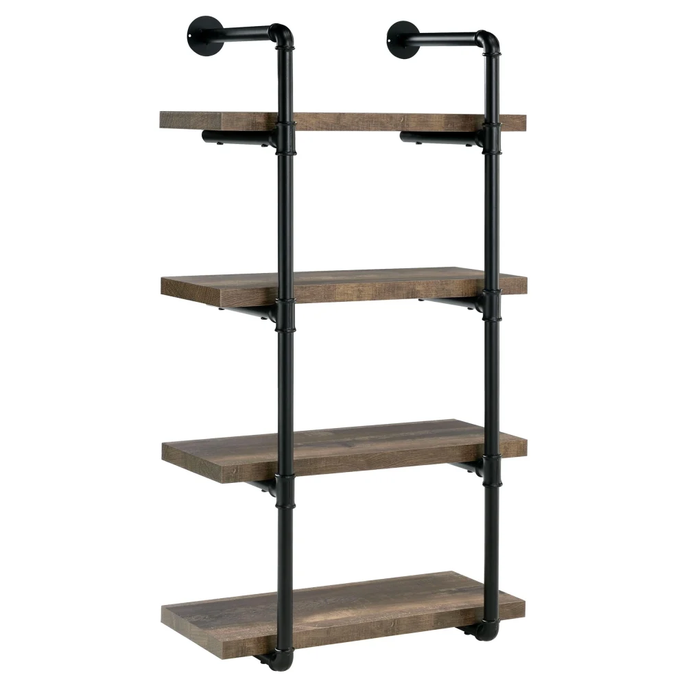 Elmcrest 24-Inch Wall Shelf in Black and Rustic Oak