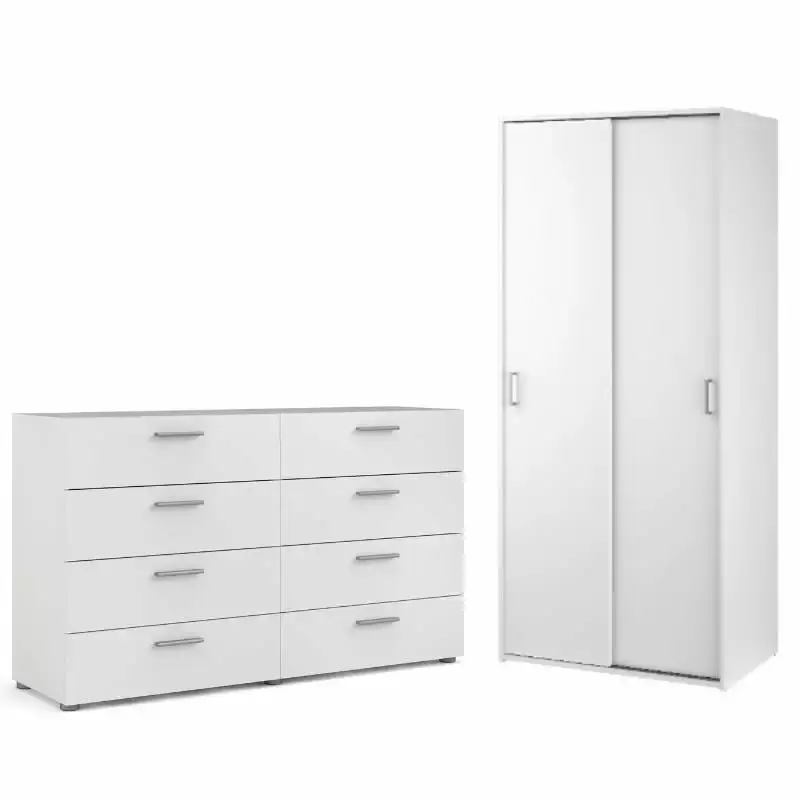 Home Square 2-Piece Bedroom Set with Space Wardrobe and Double Dresser in White