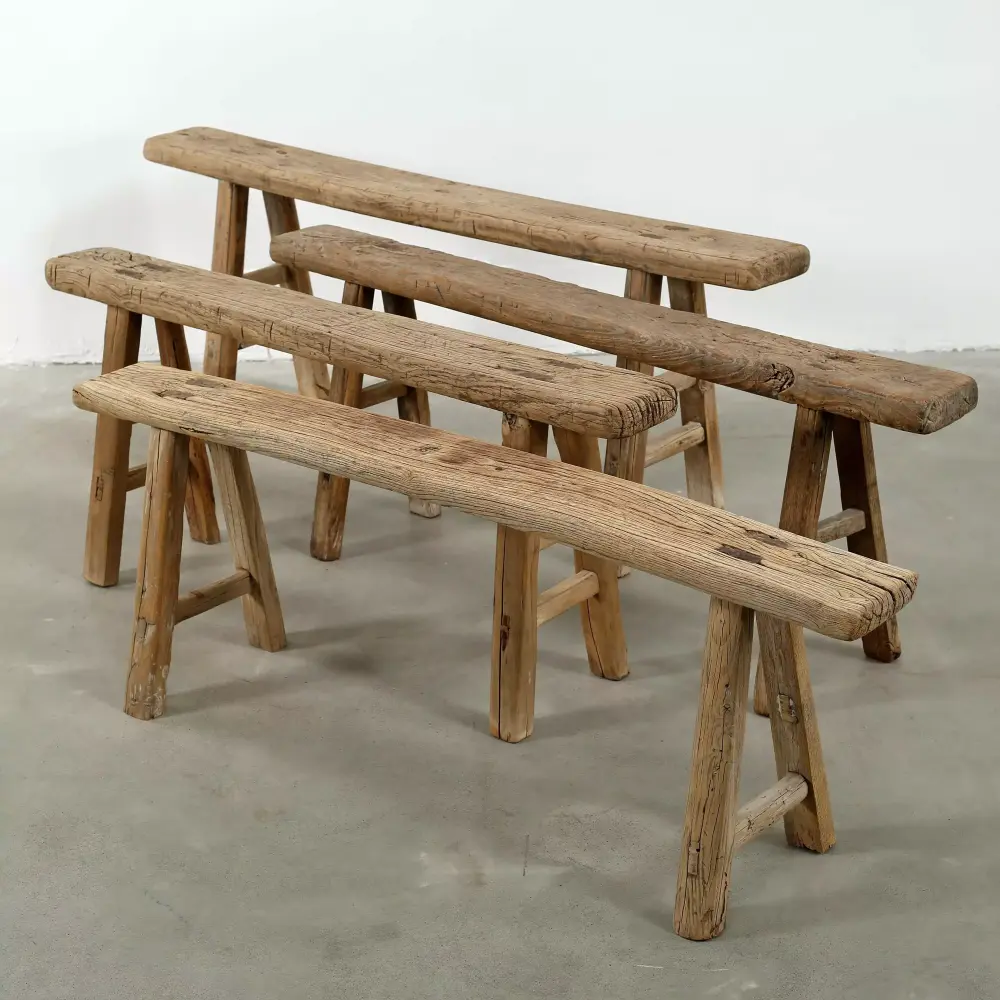 Artissance Vintage Noodle Bench 55 Inch Long Weathered Natural Wood Finish Bench