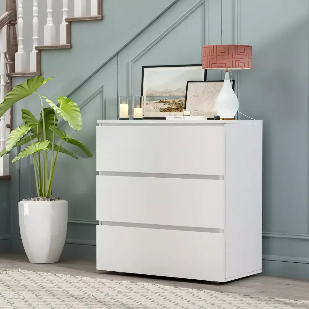 WIAWG 3 Drawers White Dresser Chest Nursery Bedroom Baby Furniture Storage