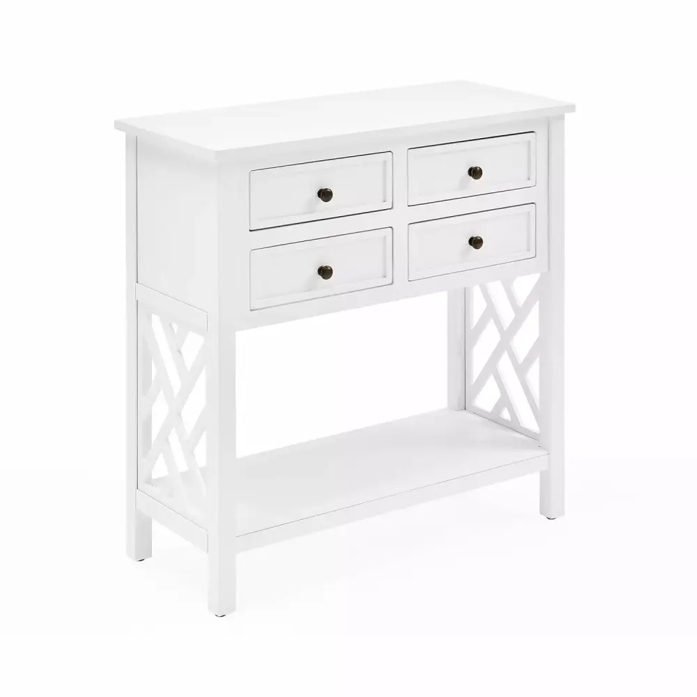 Alaterre Coventry 32W White Wood Console Table with 4-Drawers