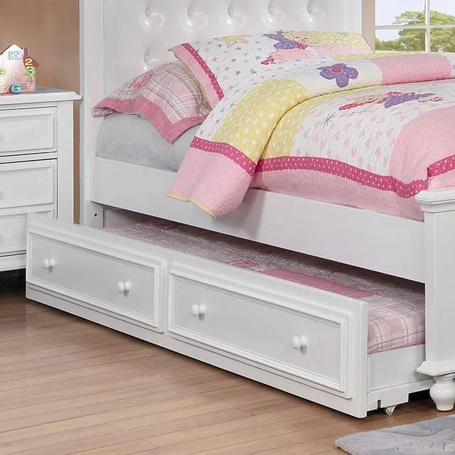 Olivia White Trundle Bed with Pull Out Design