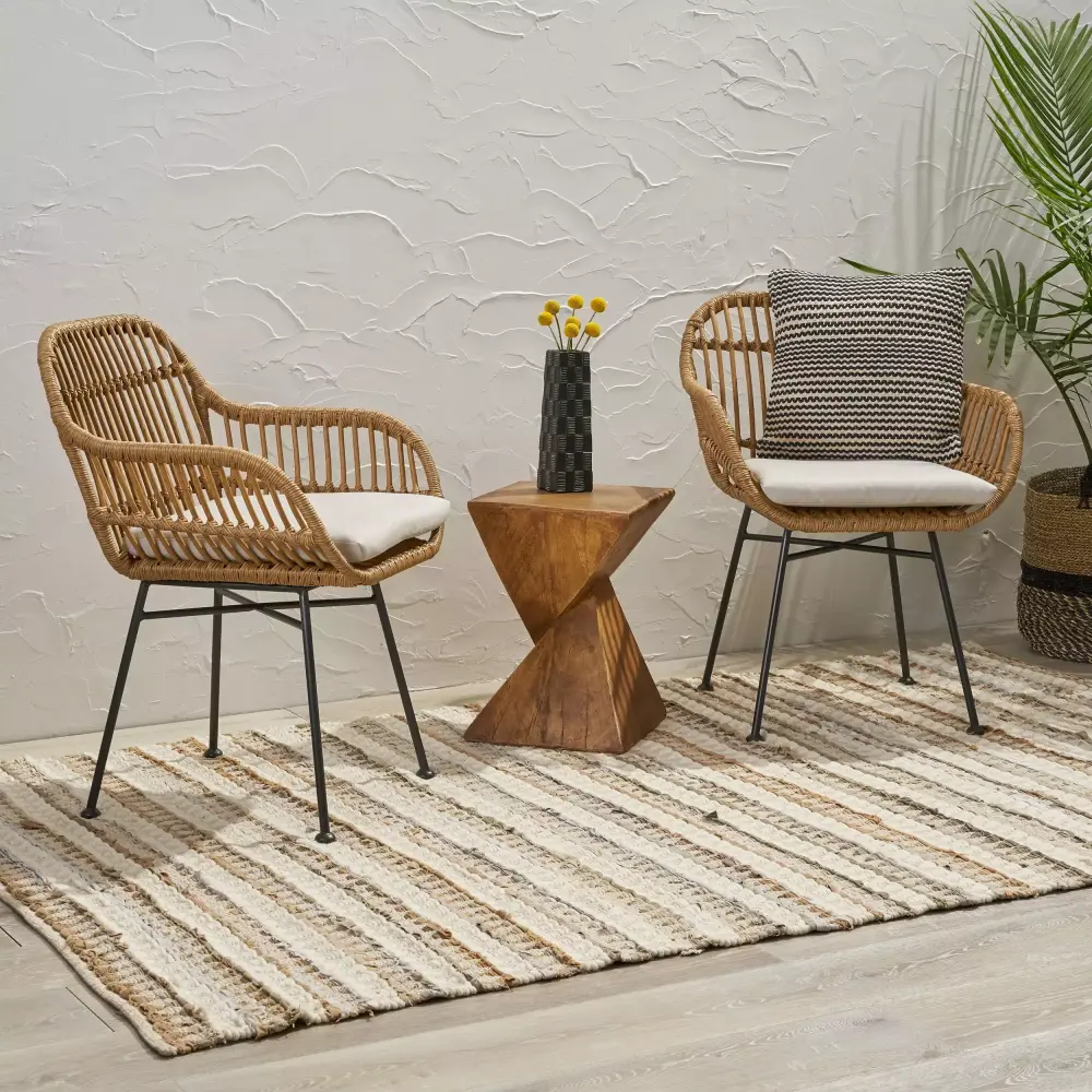Noble Houtilize Draven Light Brown Indoor Wicker Club Chair Set of 2
