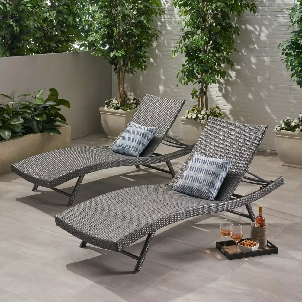 Kauai Pe Wicker Chaise Outdoor Patio Lounge Chair