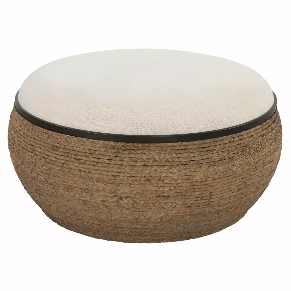 Uttermost Island Straw Storage Ottoman 23734