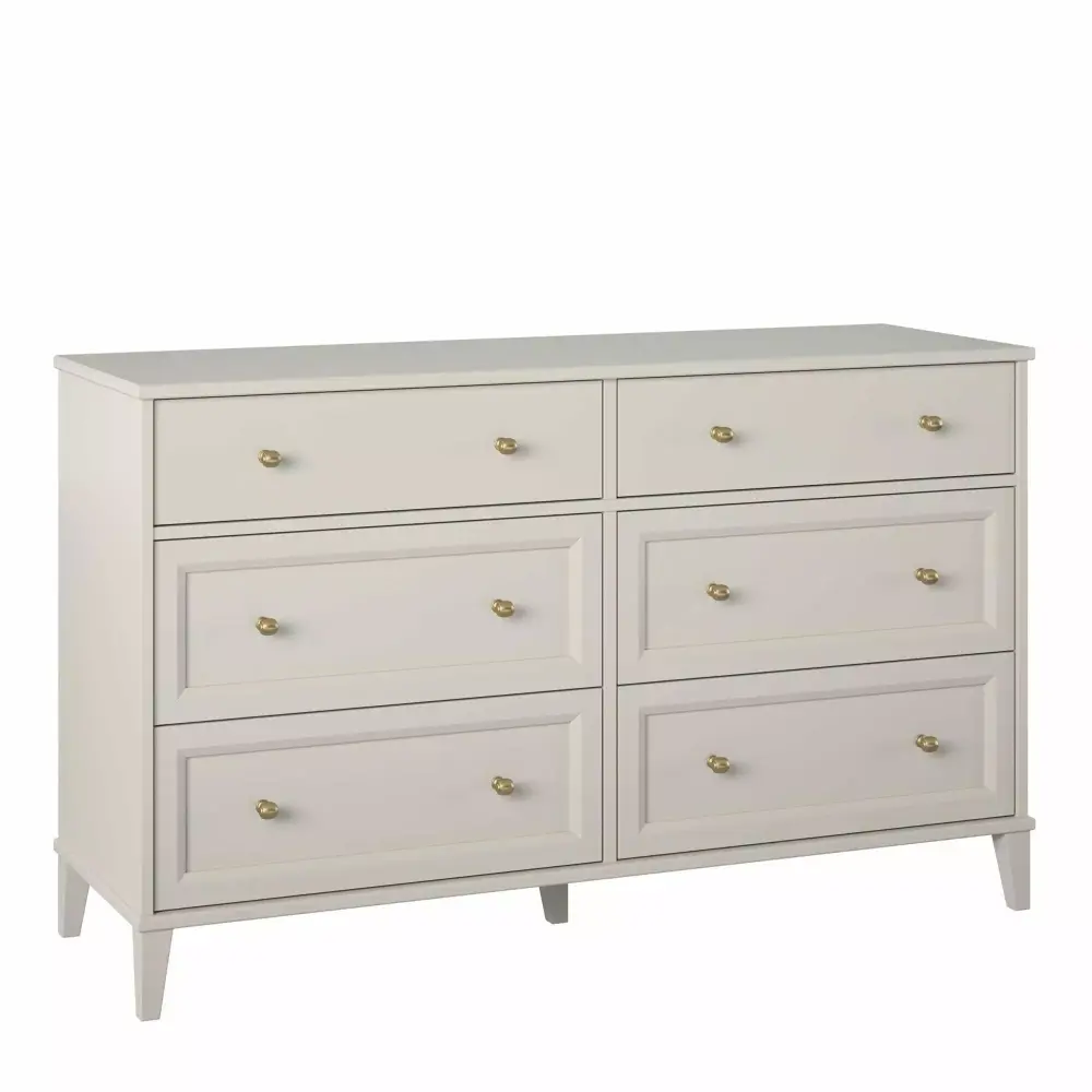 Ameriwood Home Monticello Wide 6-Drawer Dresser in Taupe