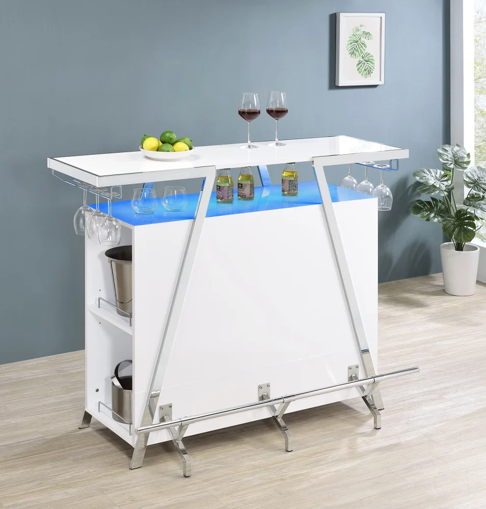 Araceli Home Bar Wine Cabinet White High Gloss and Chrome Stylish Storage