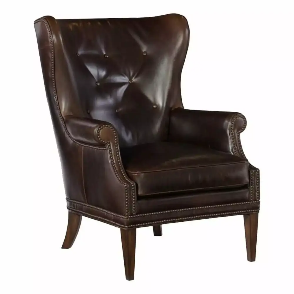 Beaumont Lane 18 Inch Traditional Dark Brown Leather Wing Club Chair