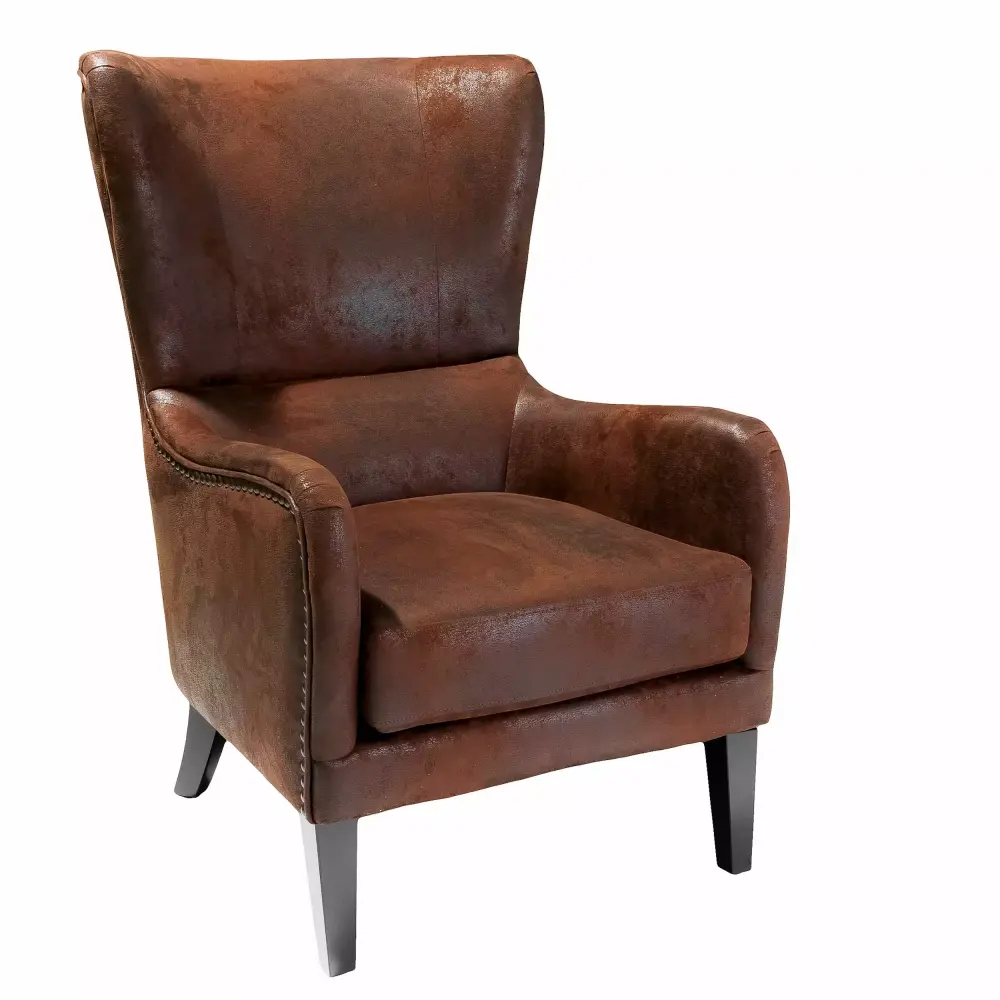 Kenedy Contemporary Microfiber Wingback Club Chair Brown Comfortable Seating