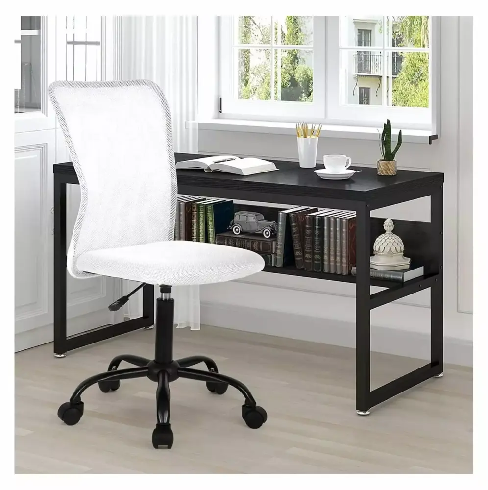 Modern White Mesh Office Chair Ergonomic Armless Computer Desk Chair for Women
