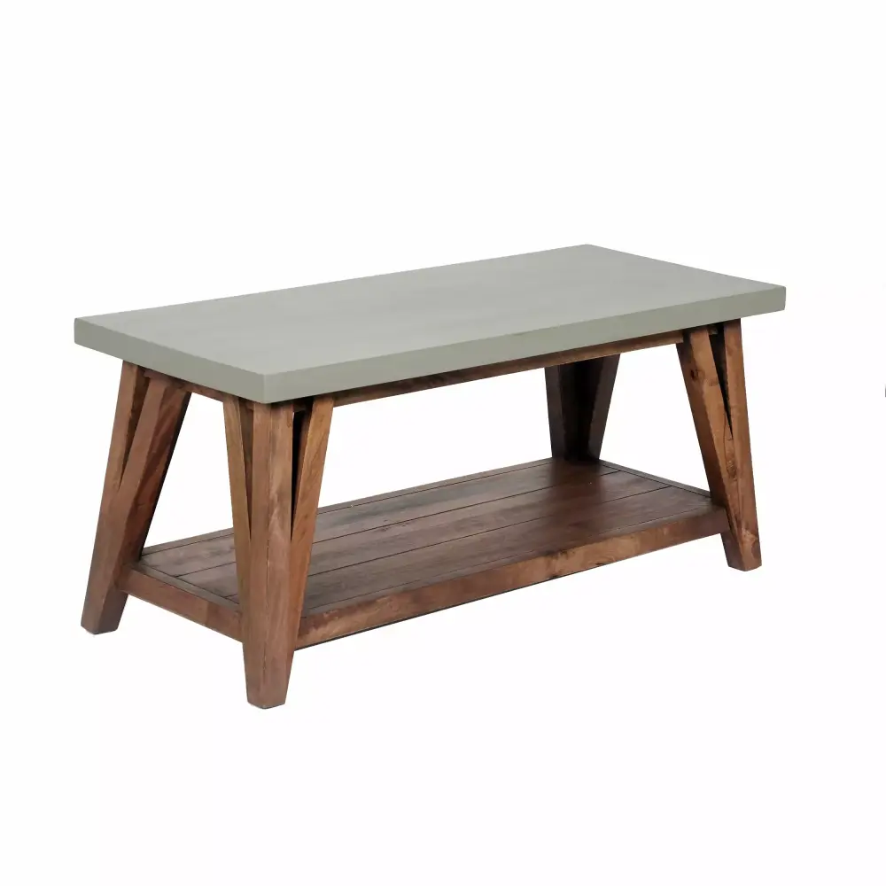 Alaterre Brookside 40W Wood and Concrete-Coated Top Wood Entryway Bench