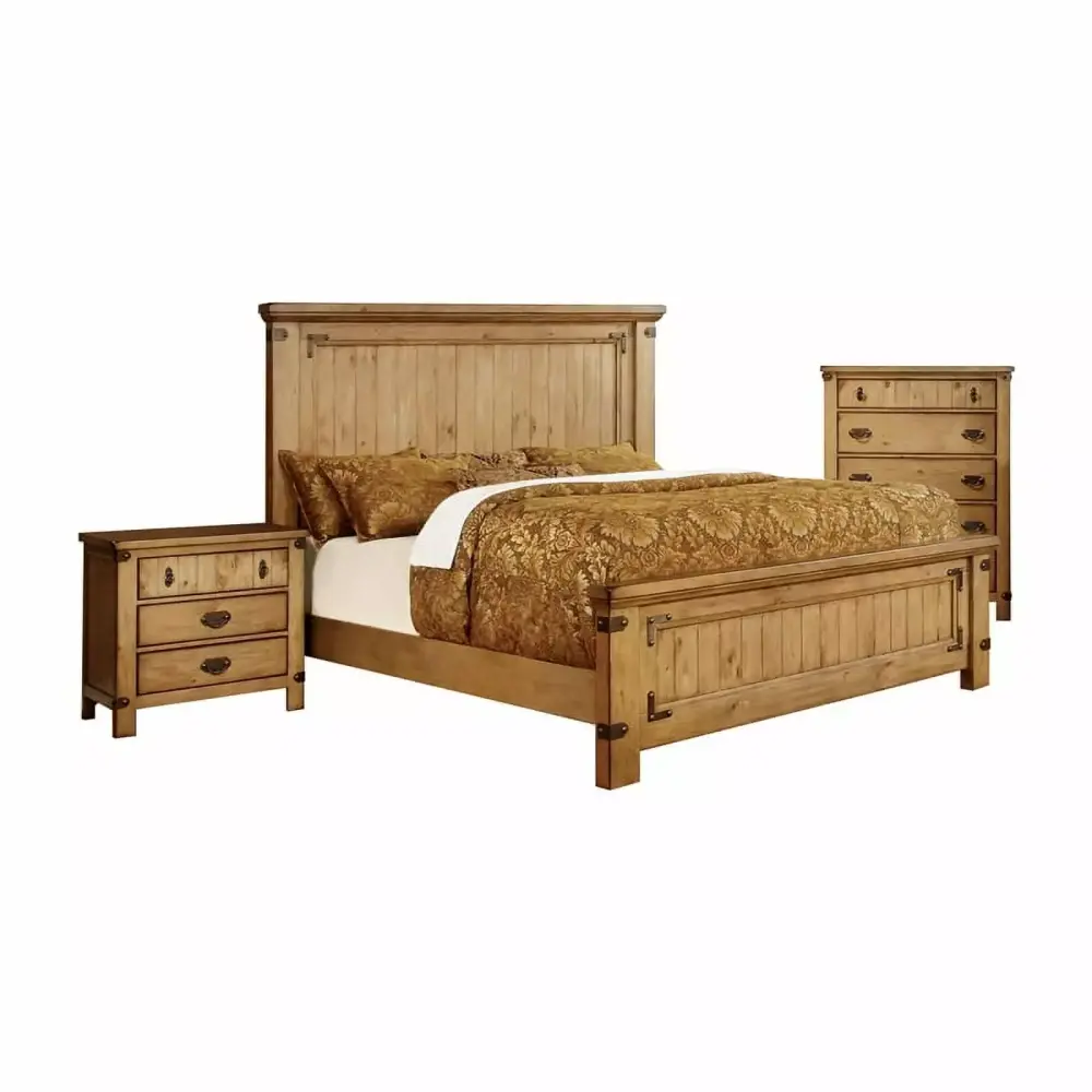 Bowery Hill 3-Piece Transitional Wood Bedroom Set in Weathered Brown Elm