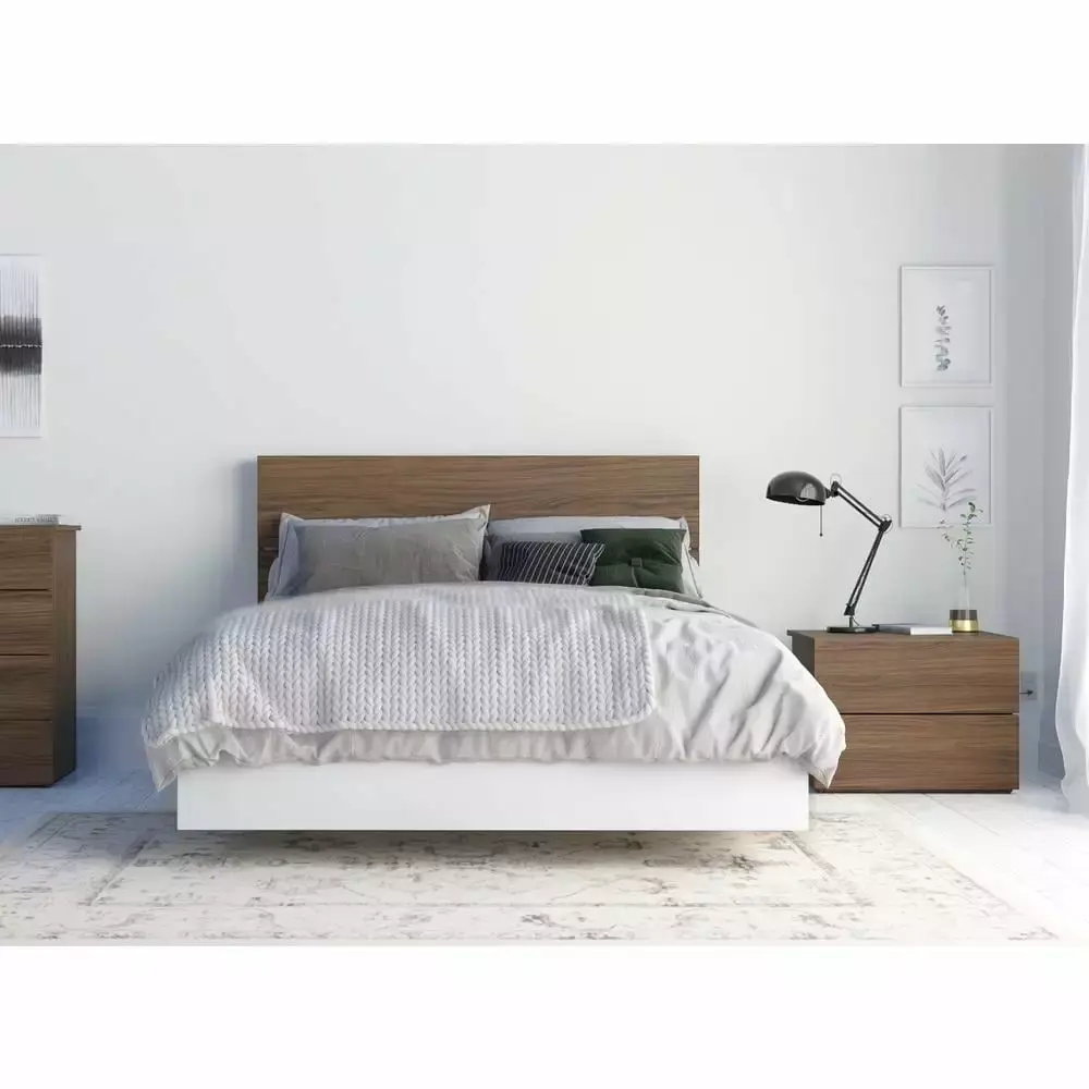 Sephia 3 Piece Full Size Bedroom Set Walnut and White