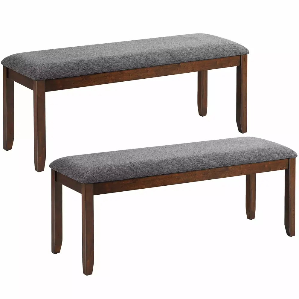 Costway Set of 2 Dining Benches in Rubber Wood with Upholstered Padded Seats