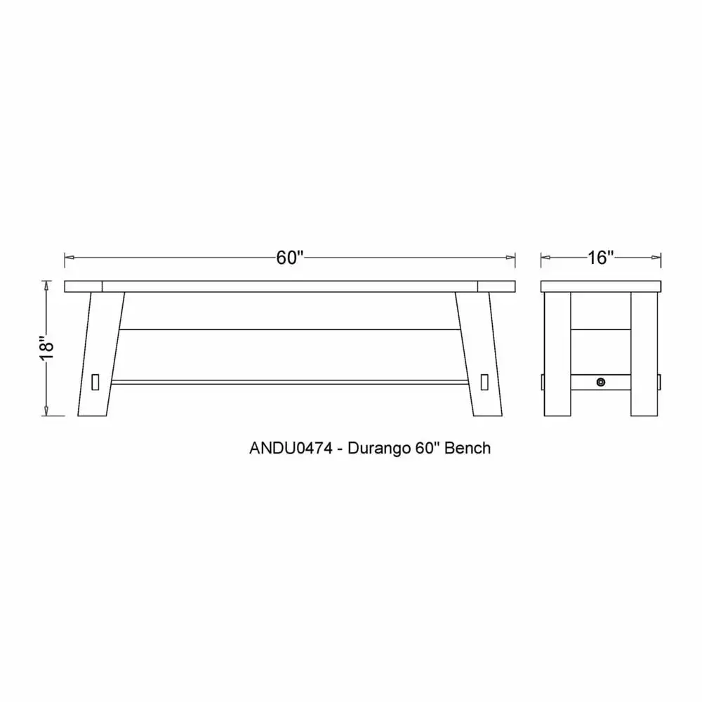 Alaterre Durango 60L Wood Entryway and Dining Bench