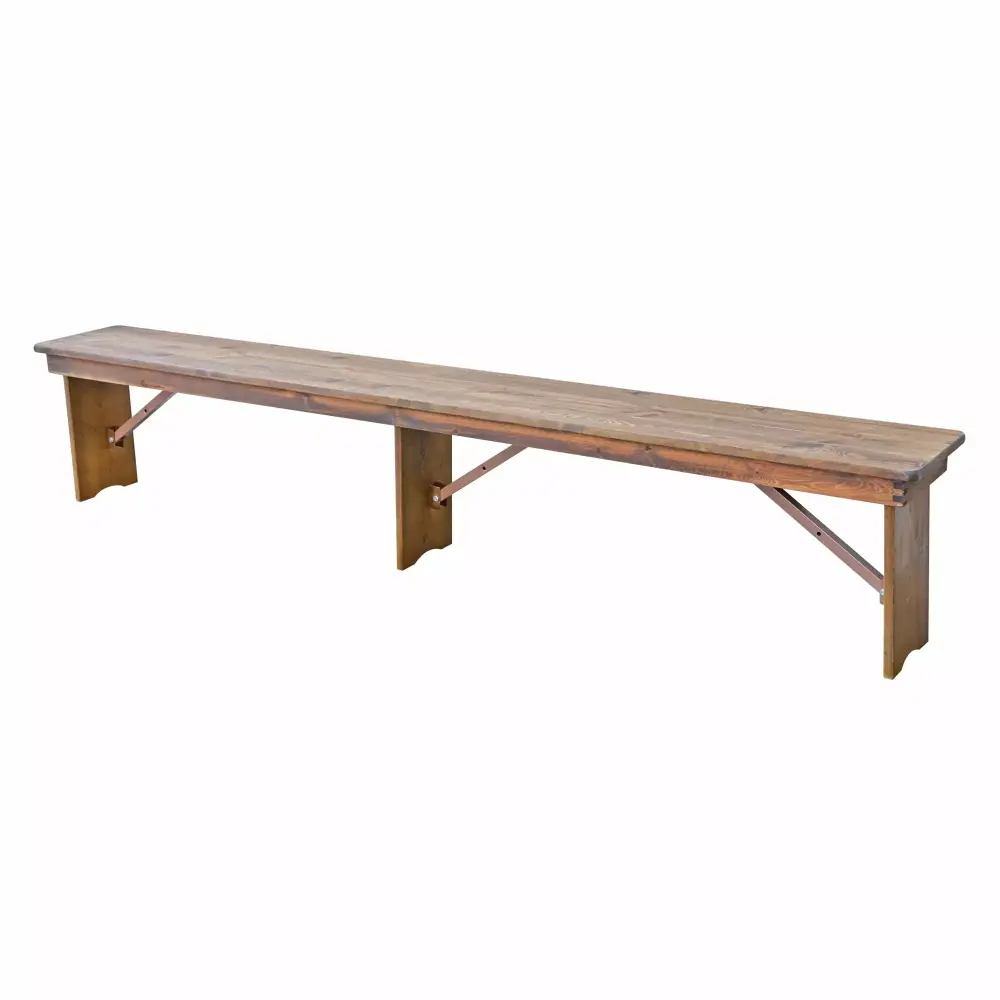 PRE Brand Wood Folding Bench in Natural Finish for Indoor Outdoor Use